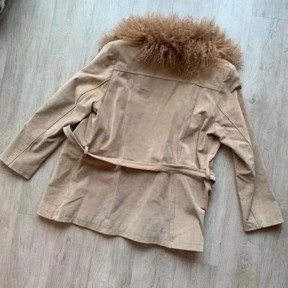 Wilson’s Leather Maxima Jacket w/ Mongolian Lamb Collar - Picture 2 of 4